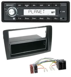 Continental USB MP3 AUX 1DIN Autoradio für Fiat Idea (350 03-11) schwarz