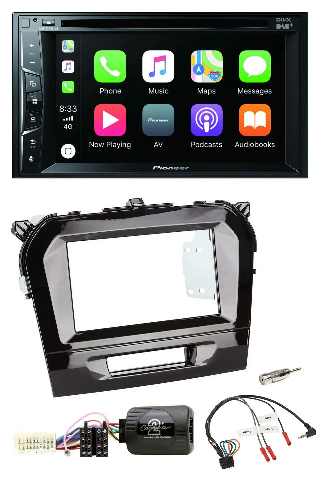 Pioneer Lenkrad USB DVD Bluetooth DAB 2DIN Autoradio für Suzuki Vitara ab 2015