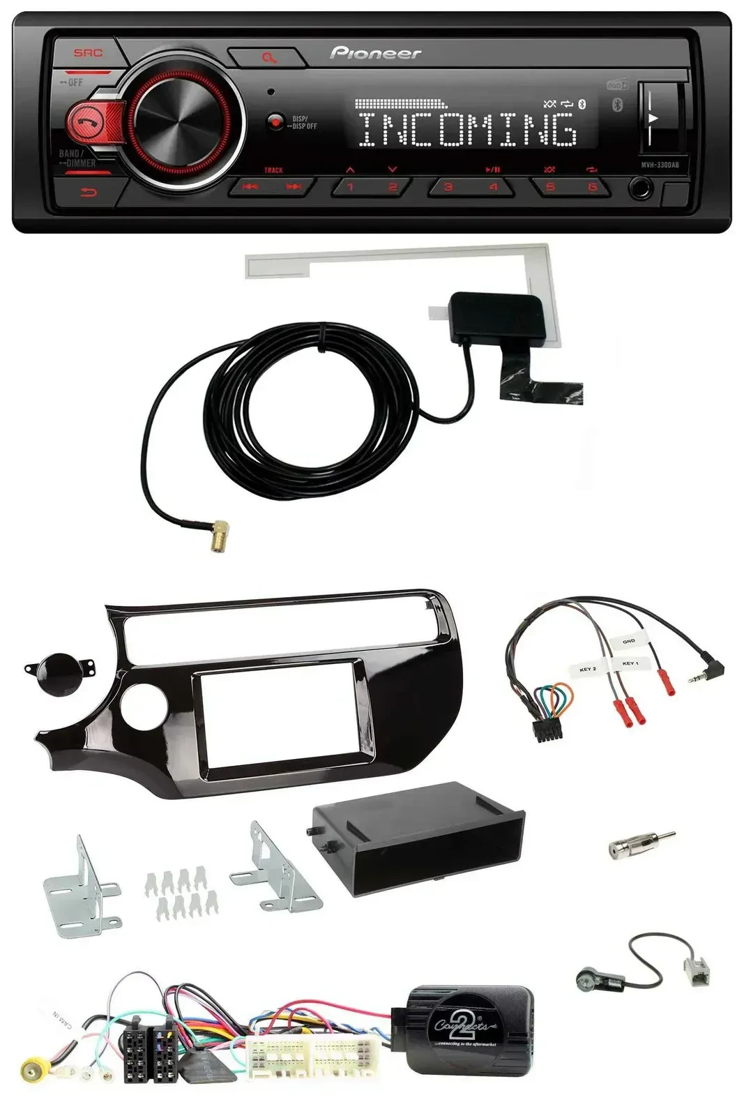 Автомагнитола для Kia Rio UB (2017–2023) Pioneer Bluetooth DAB USB, поддержка кнопок на руле