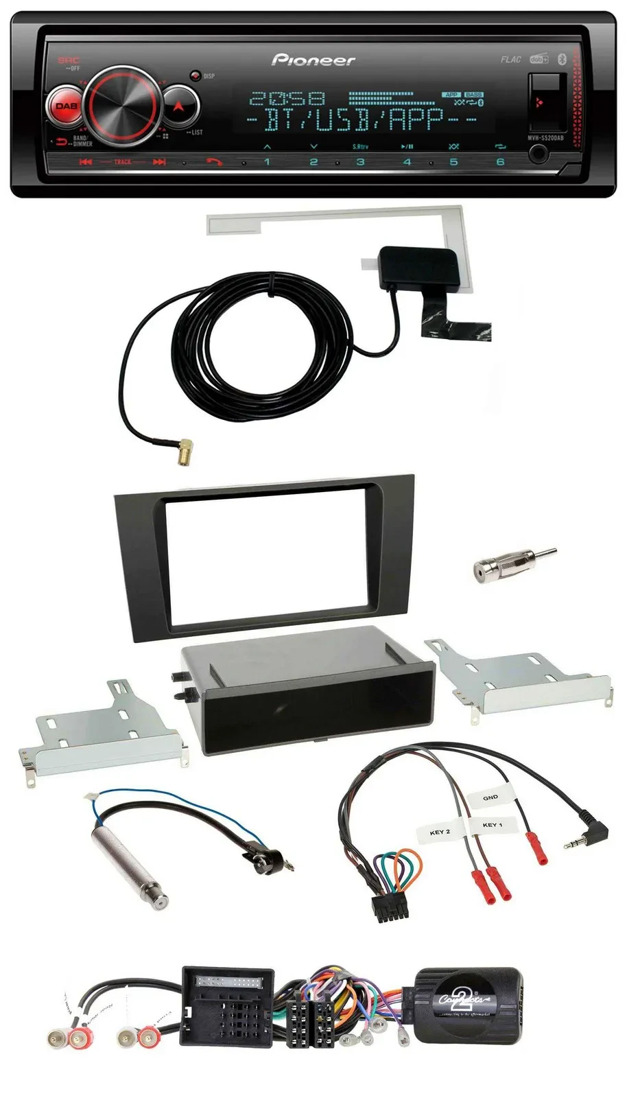 Pioneer Bluetooth DAB USB Lenkrad Autoradio für Audi A4 (2000-2001)