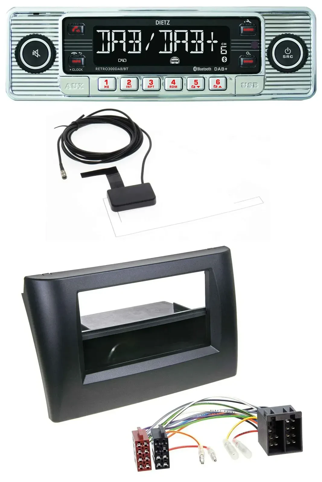 Dietz Bluetooth USB MP3 DAB Autoradio für Fiat Stilo 192 01-08 Ablagefach