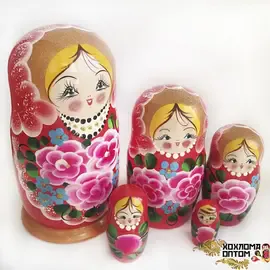 Матрешка Хохлома LHM10177 "Розы" 5 кукольная