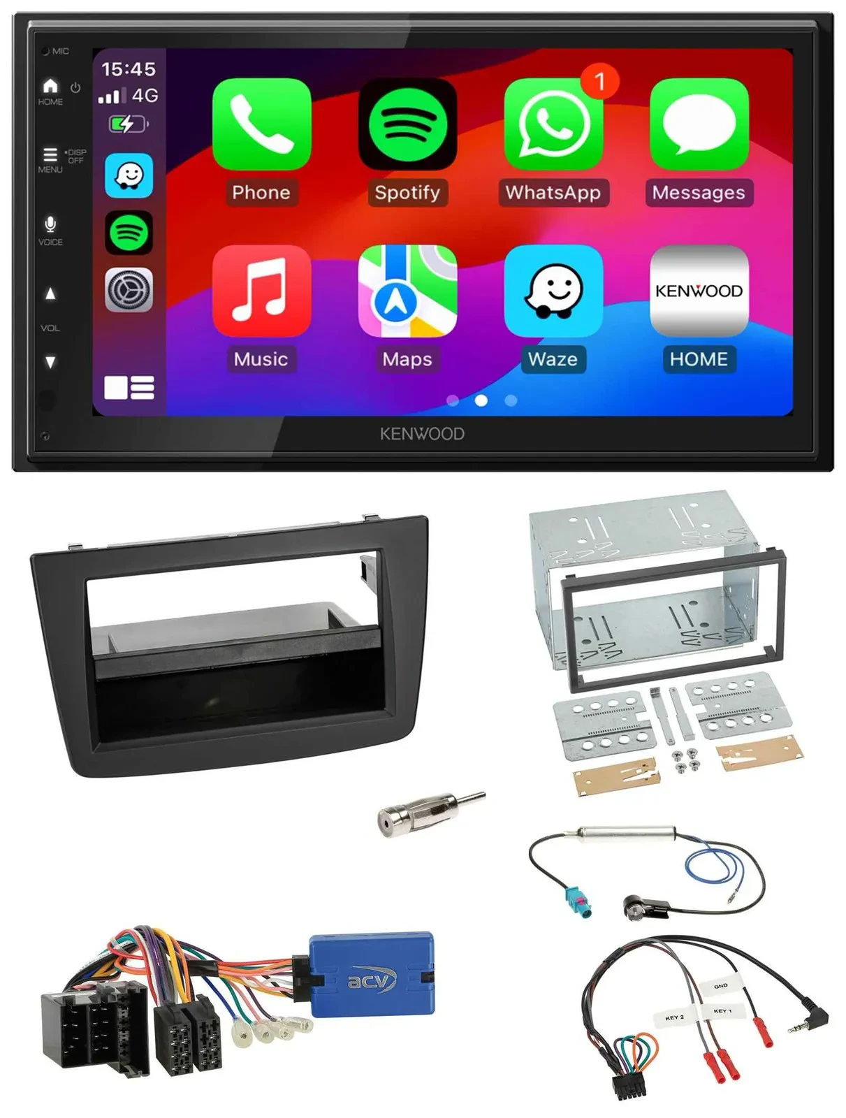 Kenwood Lenkrad USB DAB 2DIN Bluetooth Autoradio für Alfa Romeo Mito ISO 955 13-