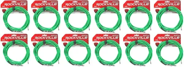 Инструментальный кабель Rockville RCGT20G Green 6.1 м (12 штук)