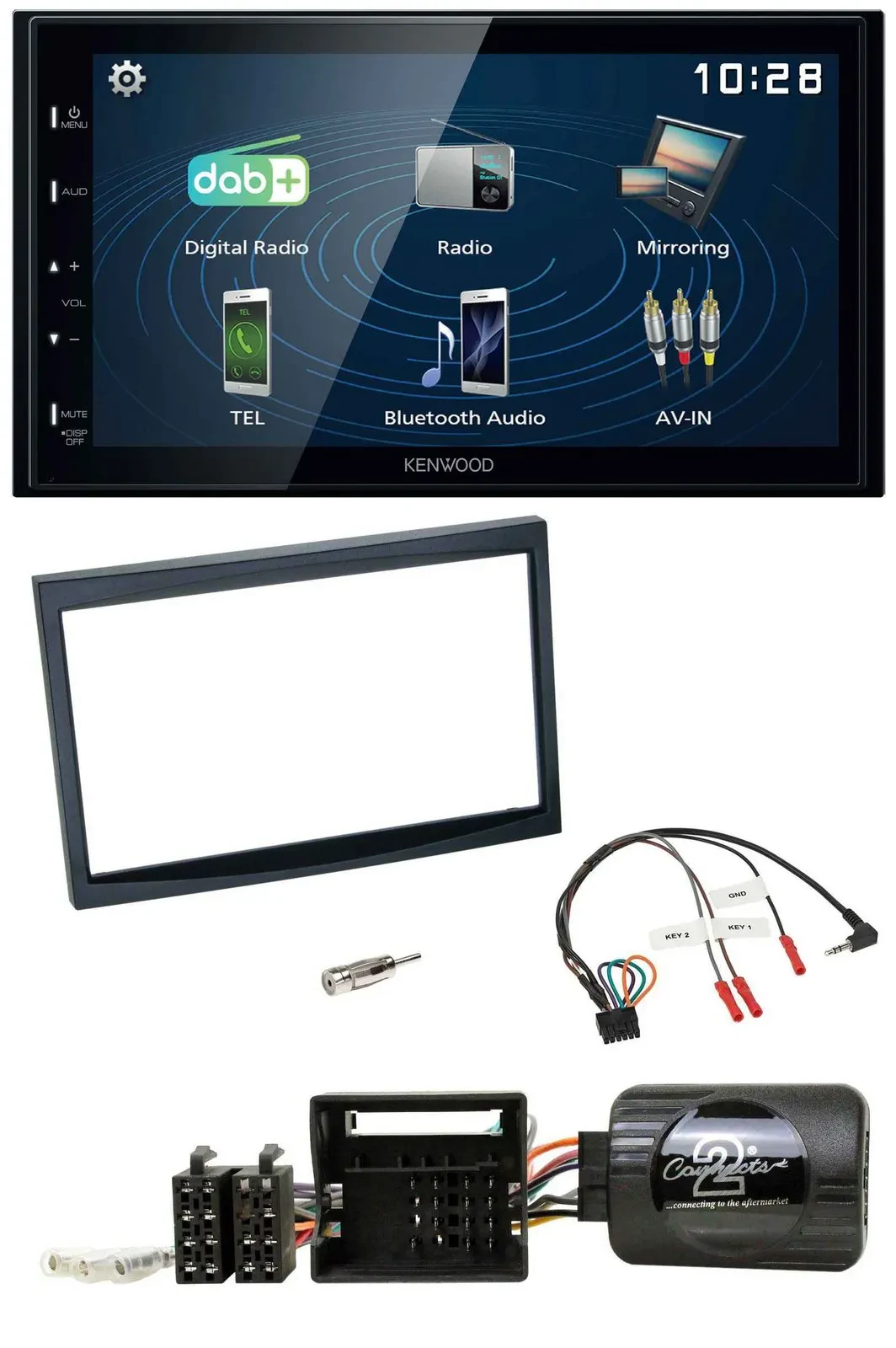 Автомагнитола Kenwood 2-DIN Bluetooth USB DAB для Citroen C2/C3/Berlingo/Jumpy