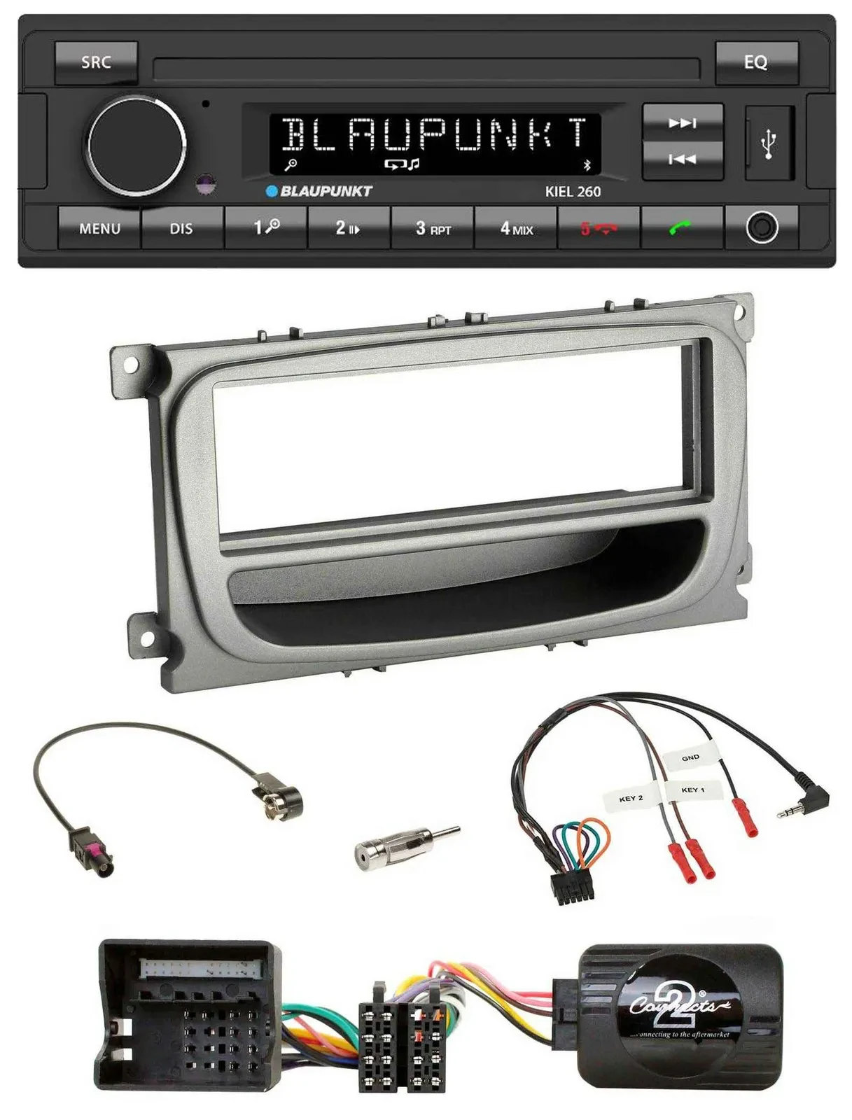 Автомагнитола для Ford C-Max/Focus/Galaxy (с 2007) Blaupunkt USB, DAB, Bluetooth, поддержка управления на руле