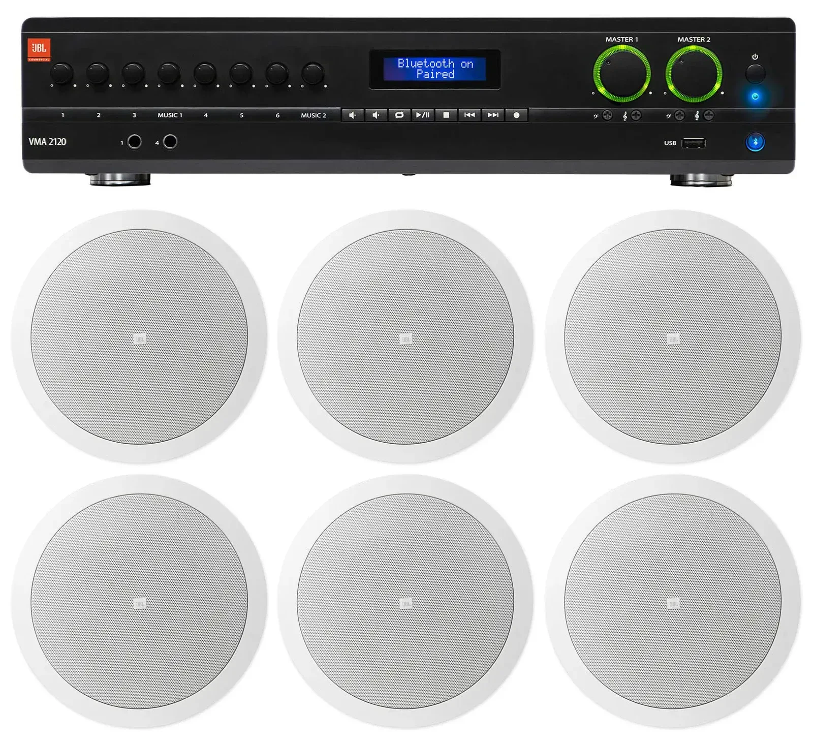 Потолочная акустика JBL 16C/T White с усилителем (6 штук)