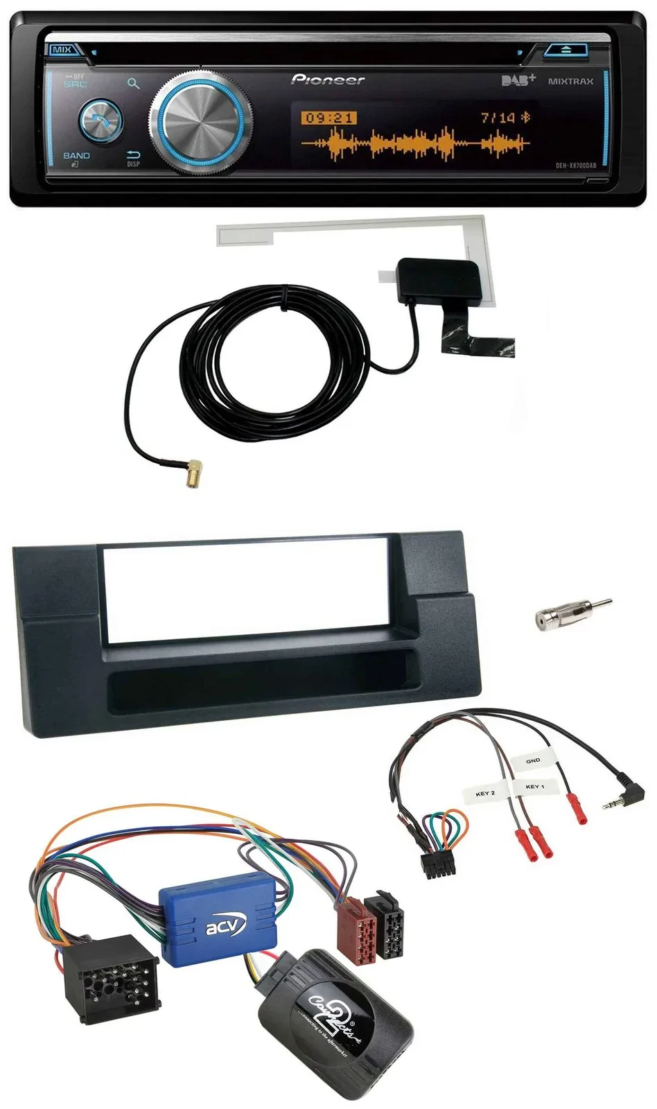 Pioneer Bluetooth DAB Lenkrad USB CD Autoradio für BMW 5er E39 96-04 Aktivsystem