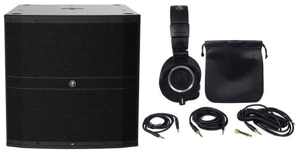 Mackie DRM18S 2000w 18" Powered DJ PA Subwoofer Sub+Audio Technica Headphones