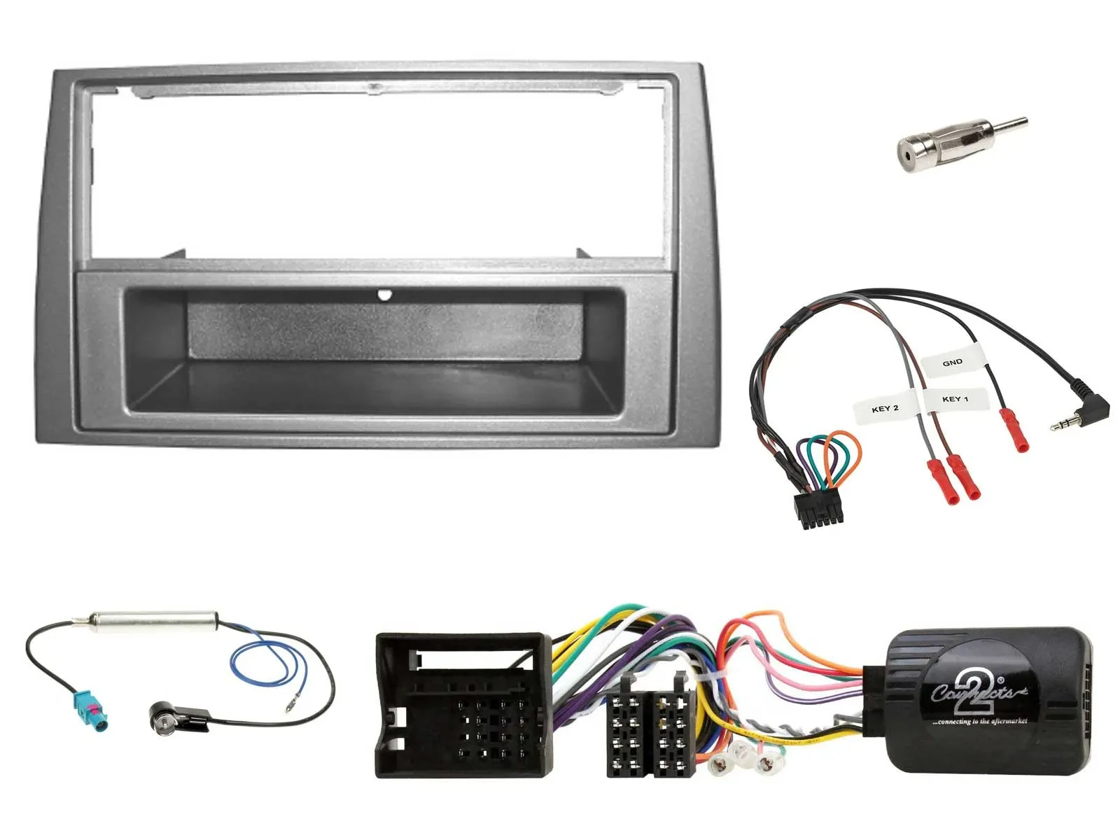 Einbauset Lenkradadapter DIN Autoradio für Peugeot 308 2007-09 silber