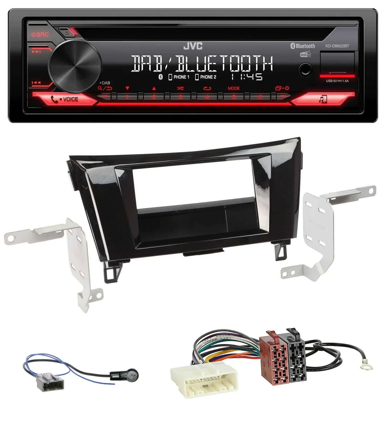 JVC CD DAB USB Bluetooth MP3 Autoradio für Nissan Qashqai X-Trail ab 2014