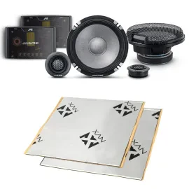 Alpine R2-S652 200W 6.5" Component Speakers + Sound Deadening Set