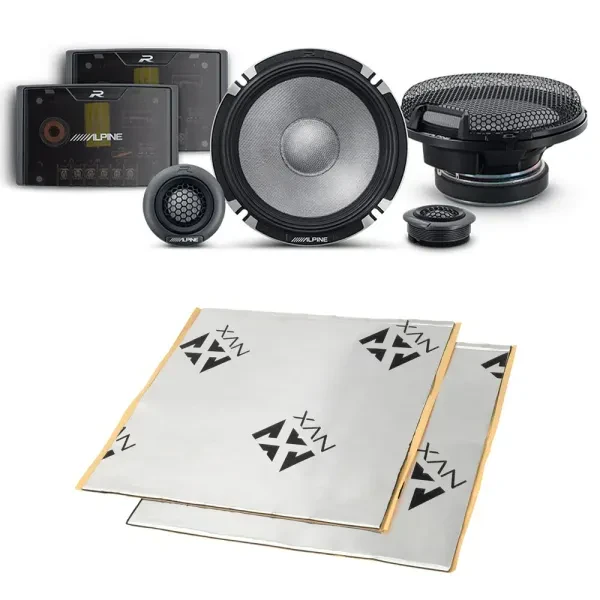 Alpine R2-S652 200W 6.5" Component Speakers + Sound Deadening Set