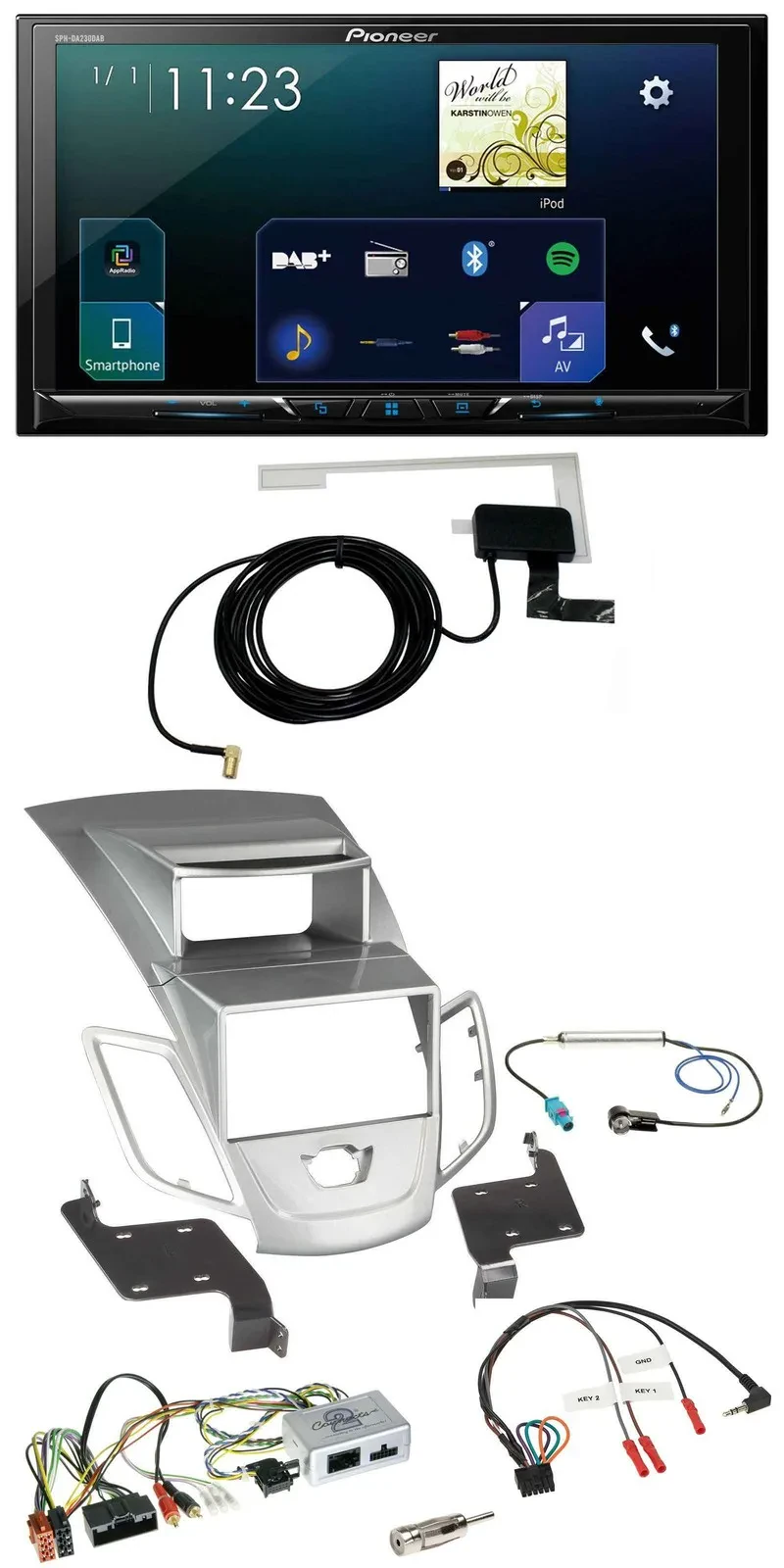 Pioneer 2DIN DAB USB Lenkrad Bluetooth Autoradio für Ford Fiesta 2010-17 Display