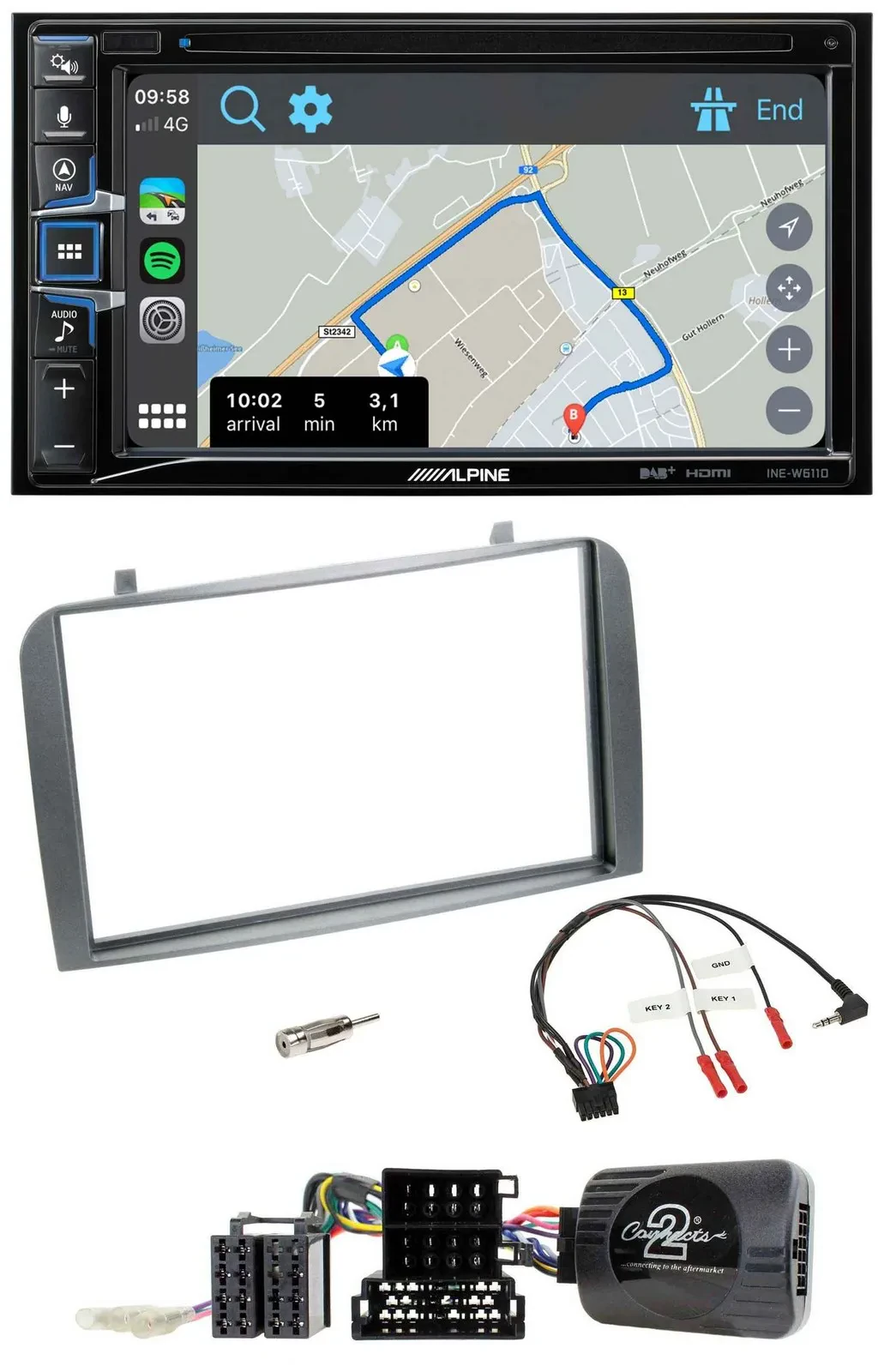 Alpine DAB TMC Bluetooth 2DIN USB Lenkrad Navigation für Alfa Romeo GT 147 07-10