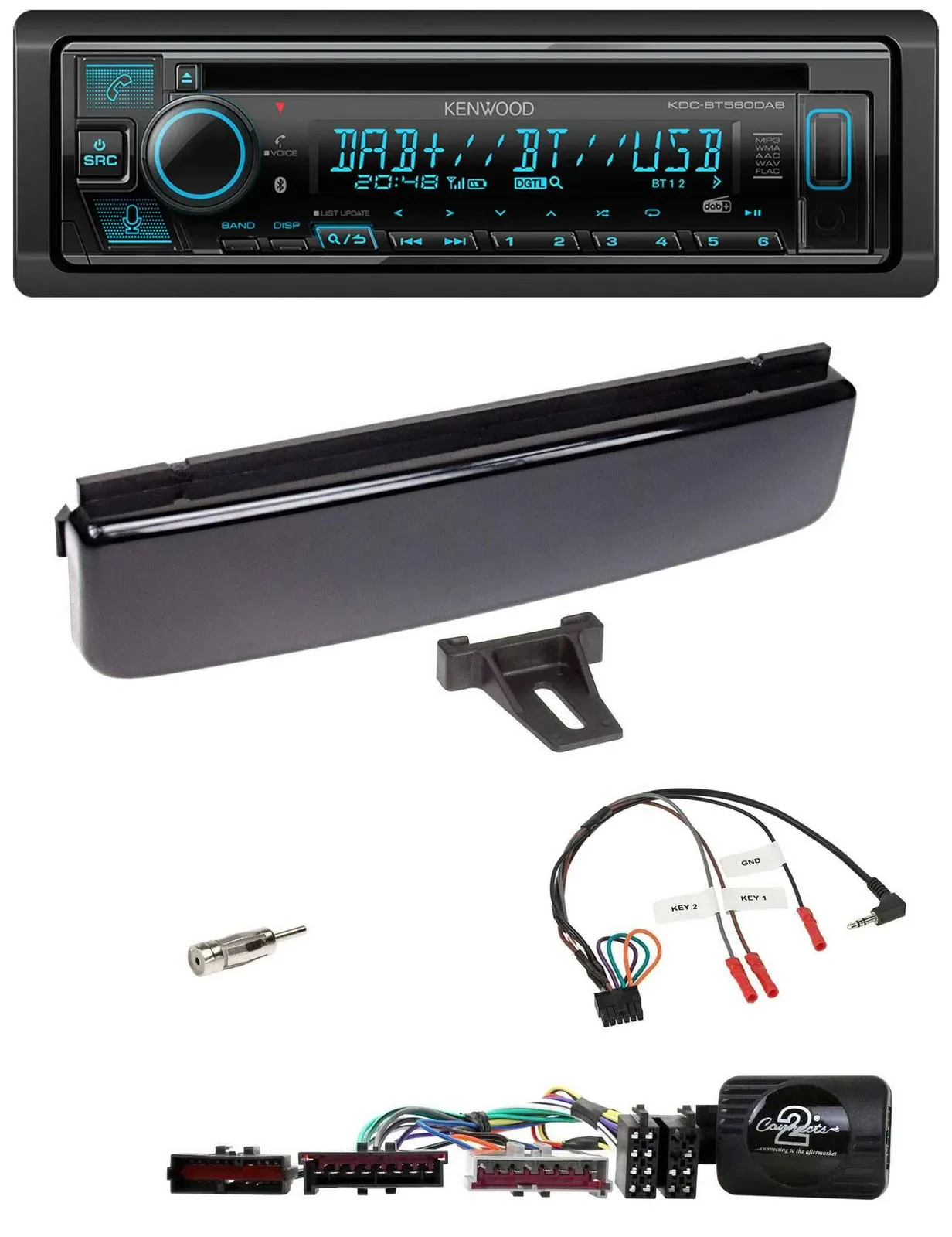 Kenwood Bluetooth DAB CD Lenkrad USB Autoradio für Ford Mondeo Focus piano-schwa