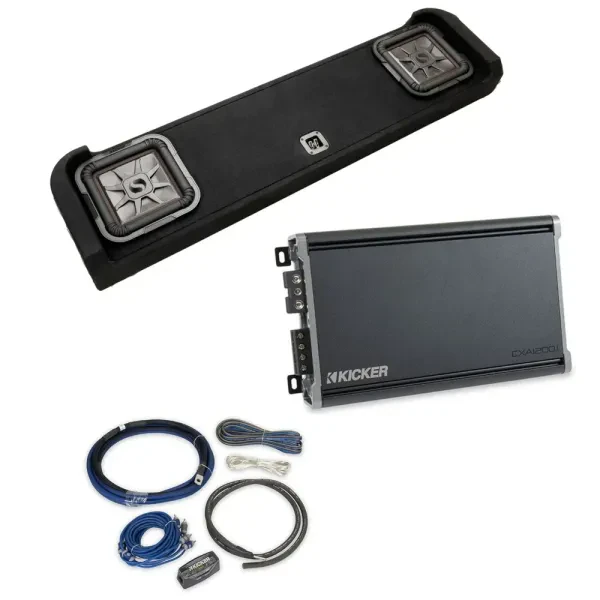 Ford F-150 Kicker Two 10” Sub Enclosure + Amp w/ Remote Control + Amp Kit