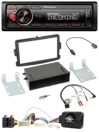 Автомагнитола Pioneer Bluetooth, USB, DAB, поддержка управления на руле, для Dacia Logan/Sandero (с 2012), черный