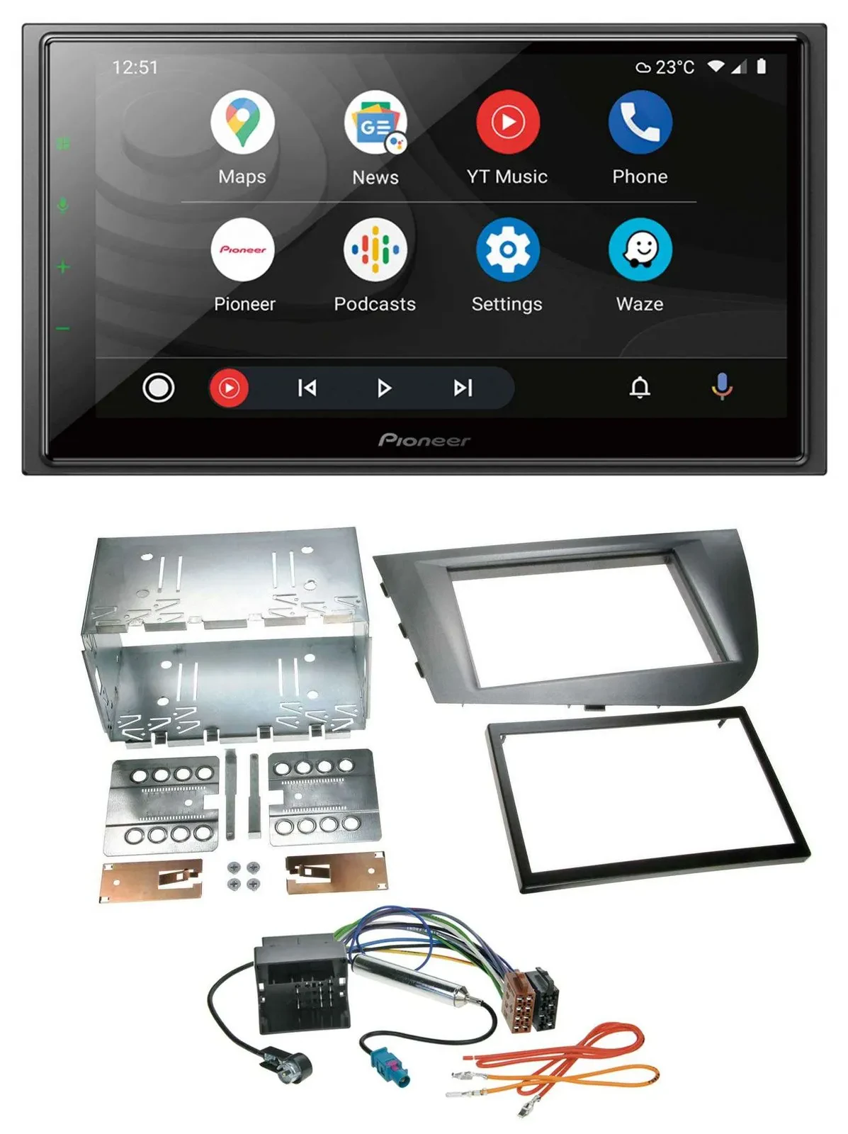 Pioneer USB 2DIN DAB MP3 Bluetooth Autoradio für Seat Leon 2005-2009 silber