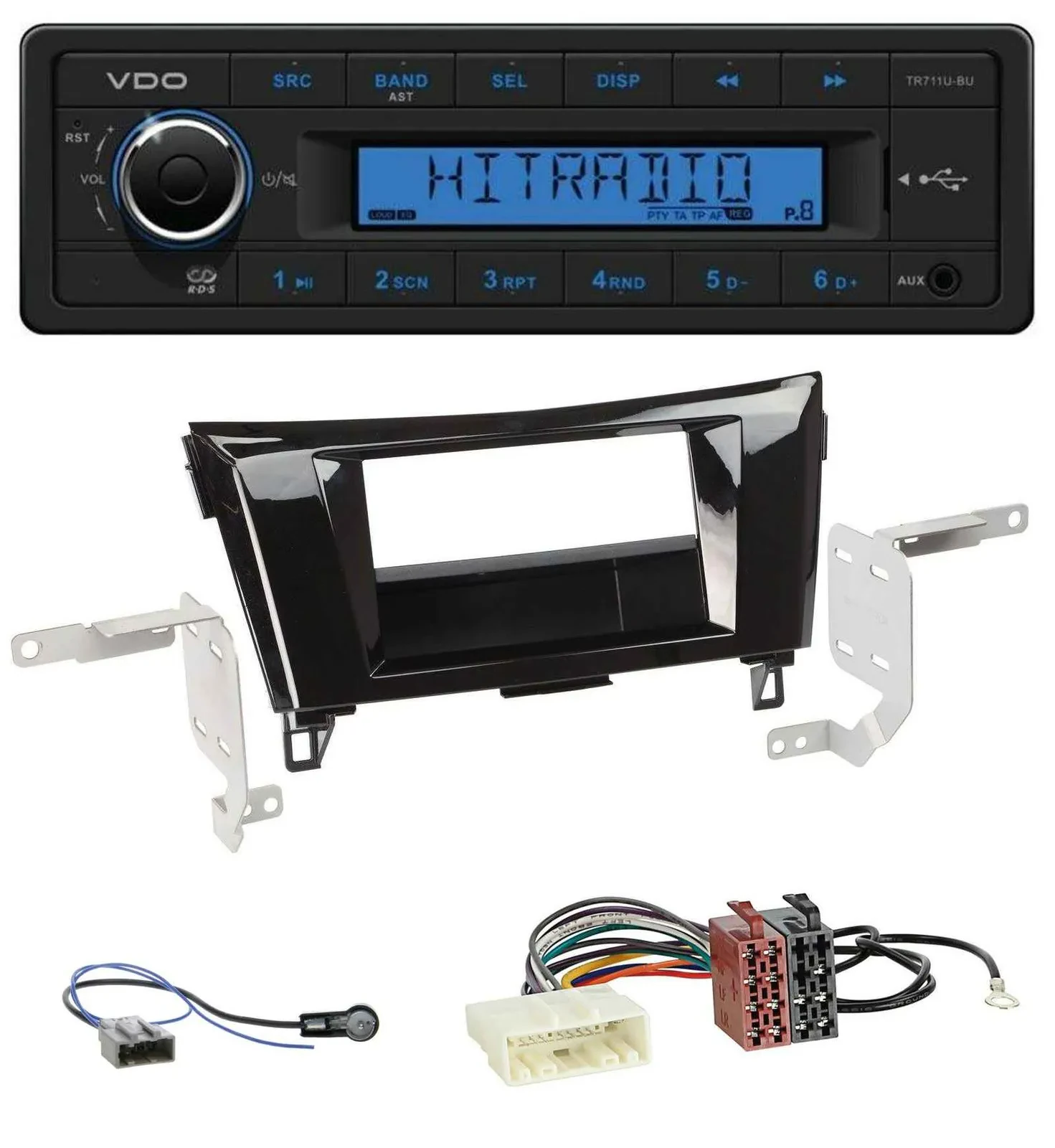 VDO AUX 1DIN MP3 USB Autoradio für Nissan Qashqai X-Trail ab 2014