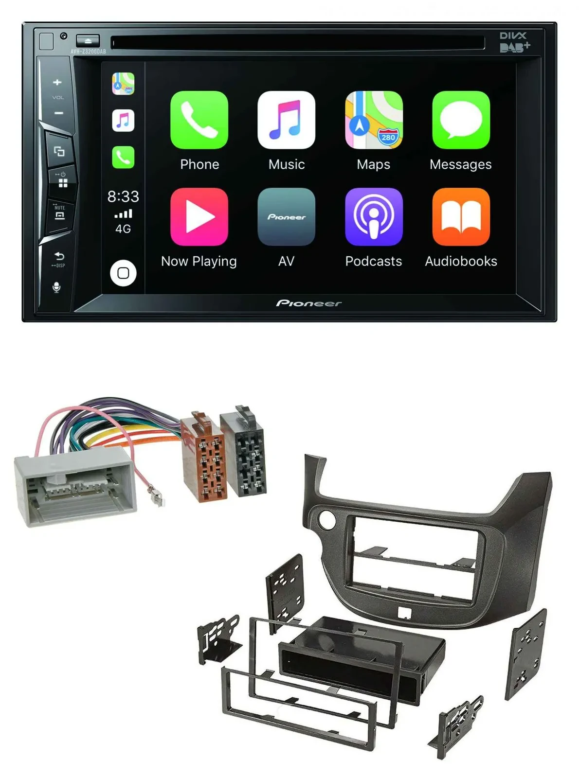 Автомагнитола для Honda Jazz (с 2009) Pioneer 2DIN, Bluetooth, DAB, DVD, USB, MP3, темно-серый