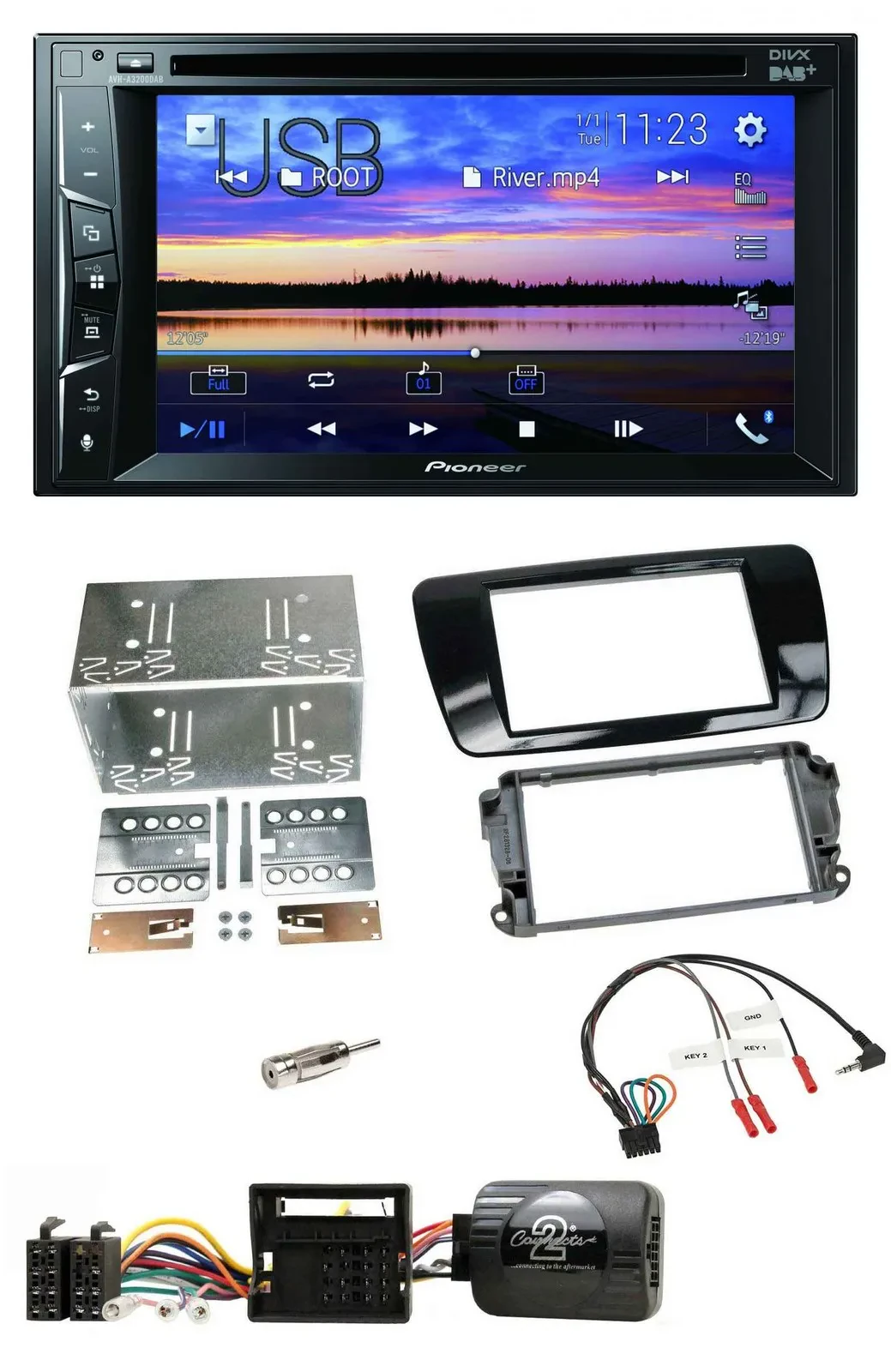 Pioneer Bluetooth 2DIN USB DVD DAB Lenkrad Autoradio für Seat Ibiza ab 08 Klavie