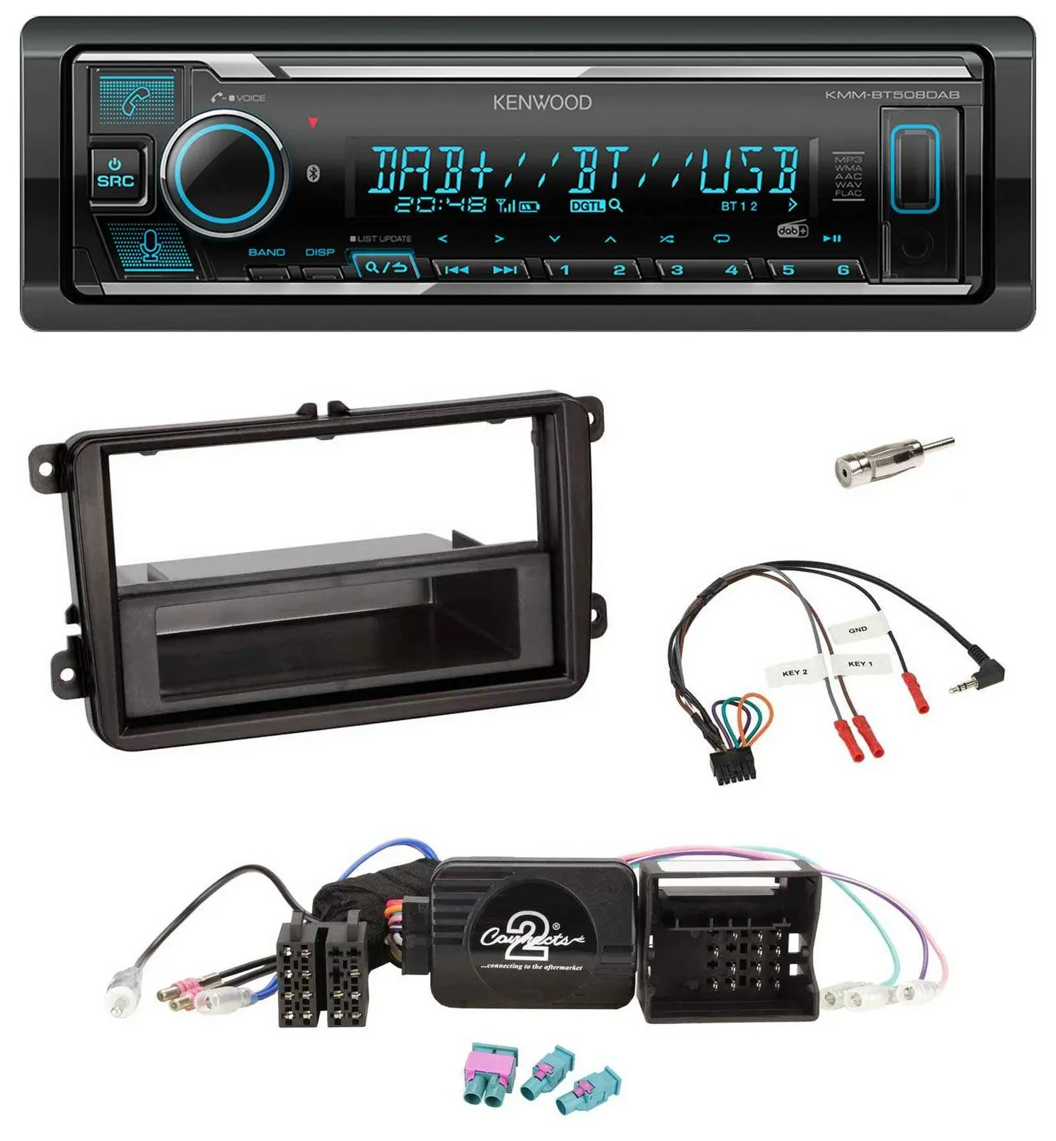 Kenwood Bluetooth Lenkrad DAB USB Autoradio für VW Amarok Beetle EOS Caddy Golf