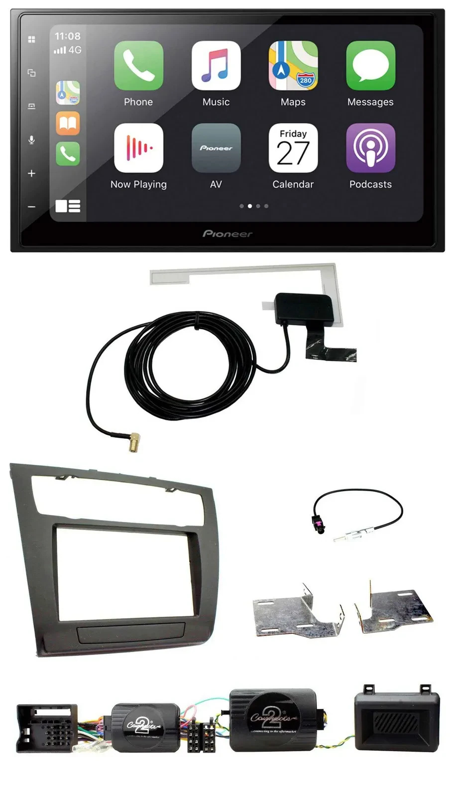 Pioneer USB Lenkrad 2DIN Bluetooth DAB Autoradio für BMW 1er PDC aut. Klima E87/