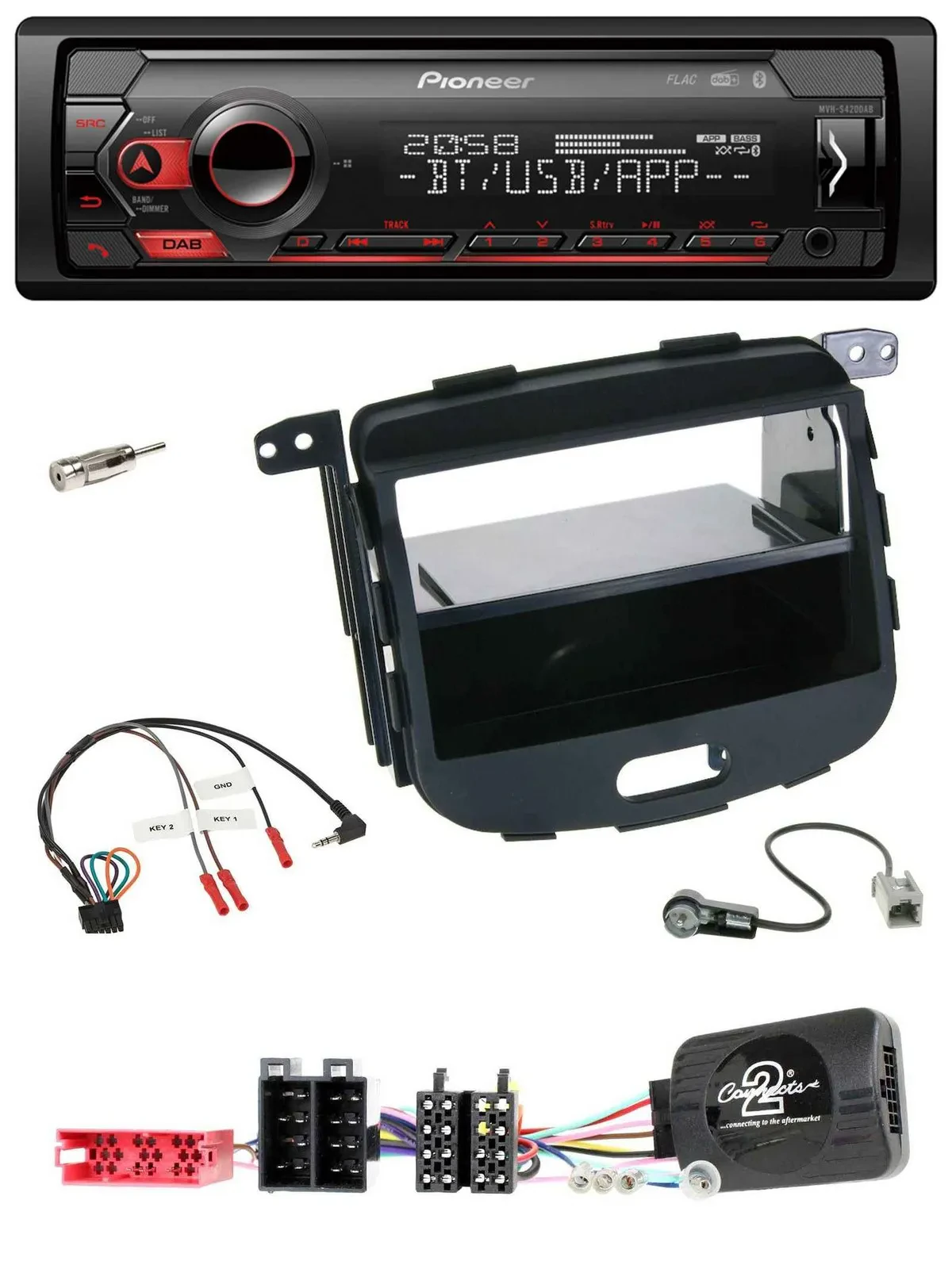 Pioneer Lenkrad USB DAB Bluetooth Autoradio für Hyundai i10 09-13 schwarz Rubber