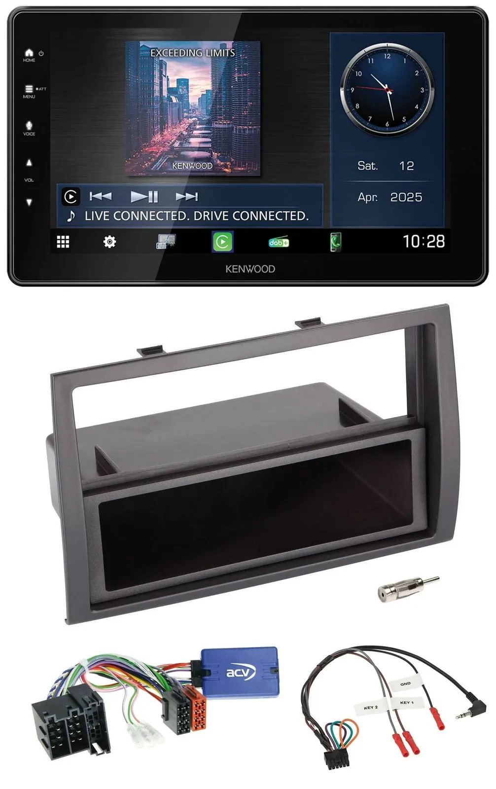 Kenwood Lenkrad Bluetooth USB DAB Autoradio für Fiat Ducato 2008-2011 schwarz