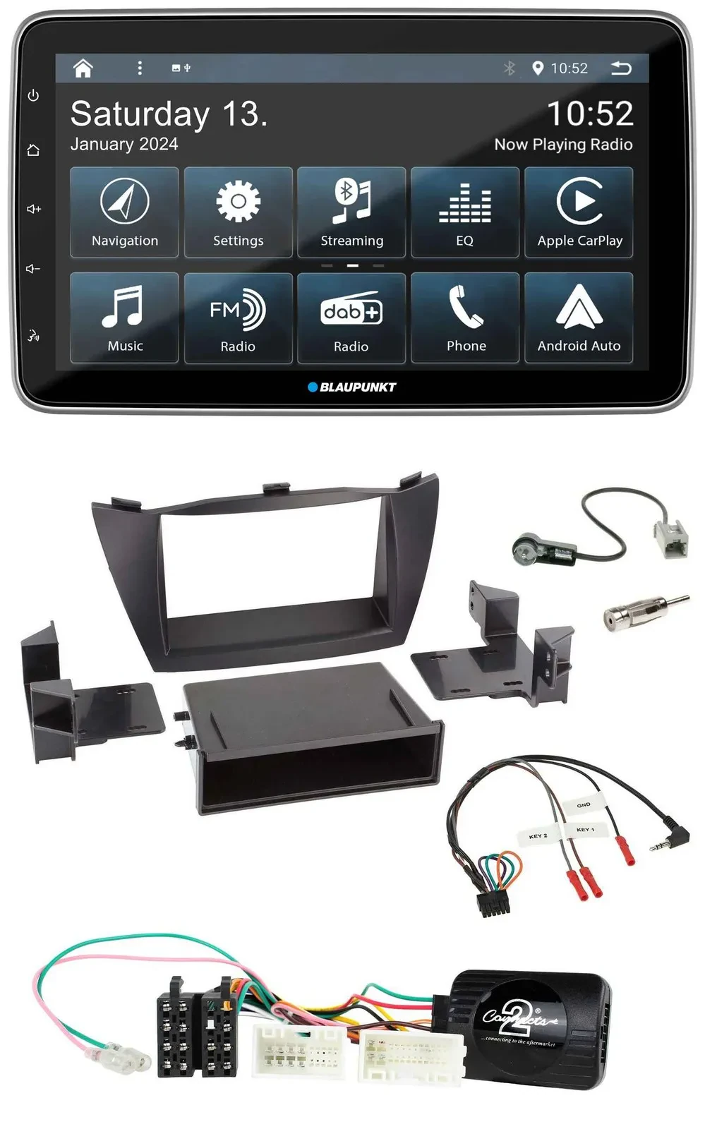 Автомагнитола для Hyundai ix35 (2010–2013) Blaupunkt USB SD DAB Bluetooth, чёрный, поддержка кнопок на руле