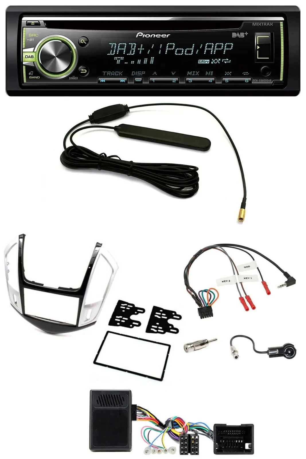 Автомагнитола для Chevrolet Cruze (2011–2016) Pioneer CD/USB, DAB, серебристая, с поддержкой управления на руле