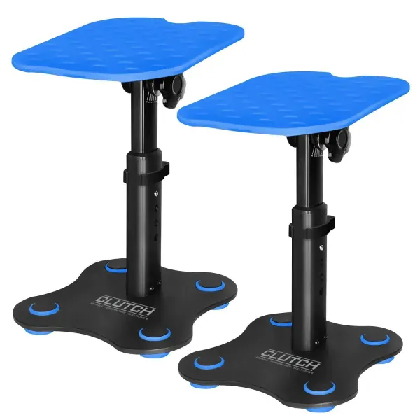 Studio Monitor Speaker Desktop Stand Height Adjustable Pair Blue Trim Clutch