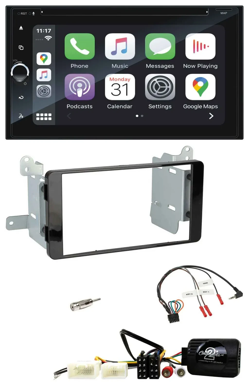 Blaupunkt DAB Lenkrad TMC Bluetooth USB 2DIN Navigation für Mitsubishi L200 ab 1