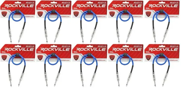 Патч-кабель инструментальный Rockville RCGT1.5BL Blue 0.45 м (10 штук)