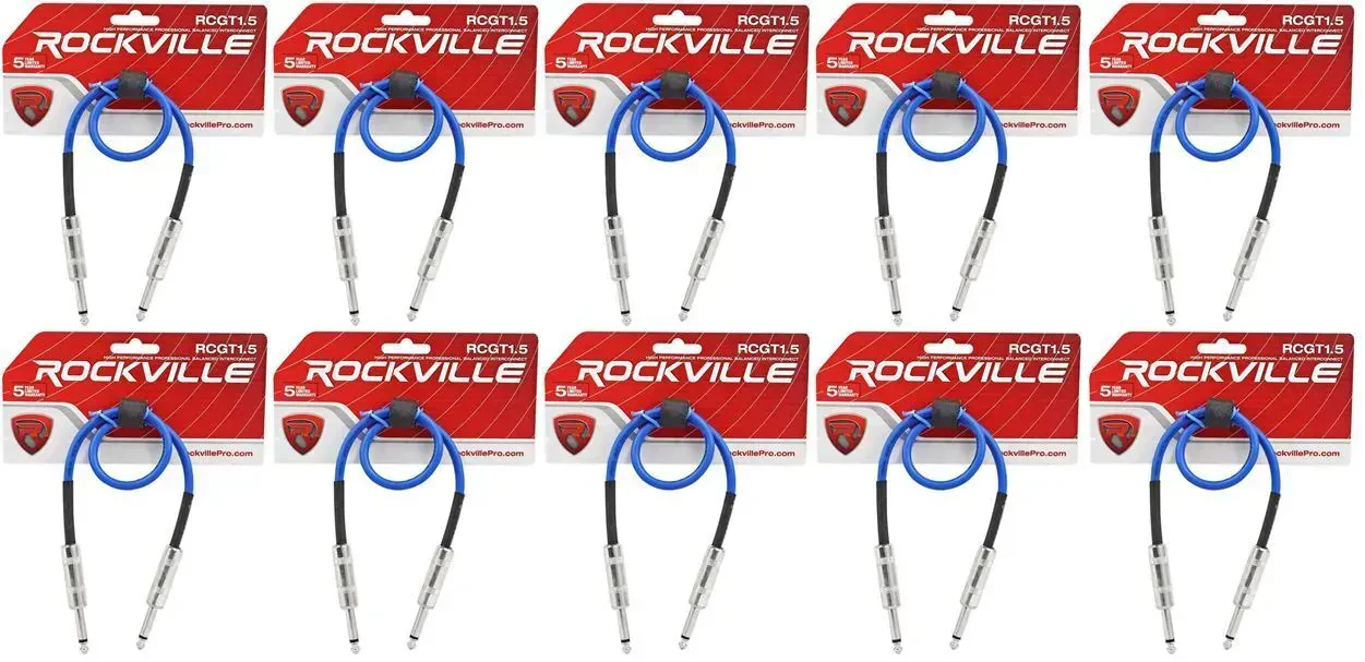 Патч-кабель инструментальный Rockville RCGT1.5BL Blue 0.45 м (10 штук)