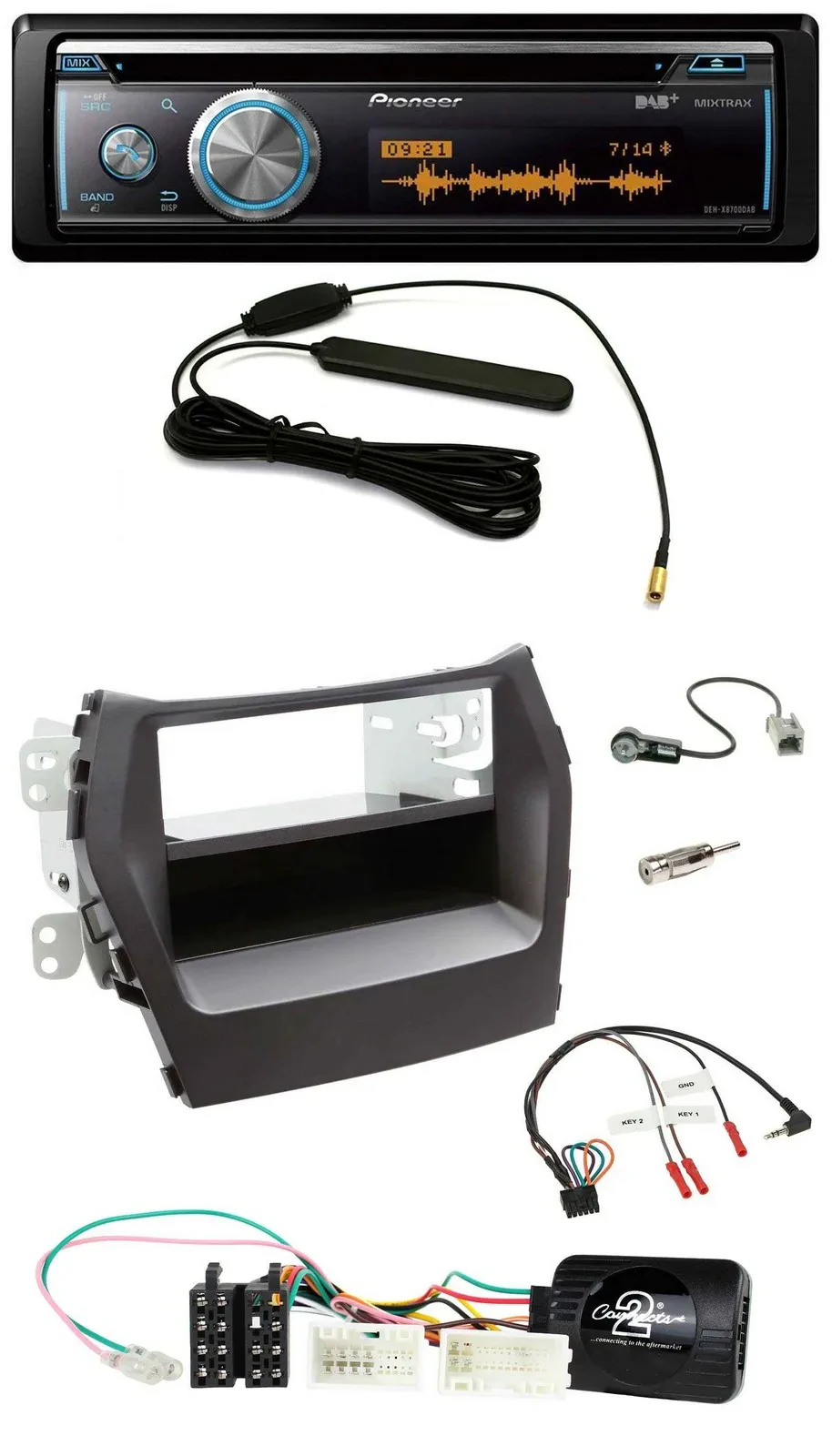 Pioneer CD USB Bluetooth DAB Lenkrad Autoradio für Hyundai Santa Fe ab 2012 schw