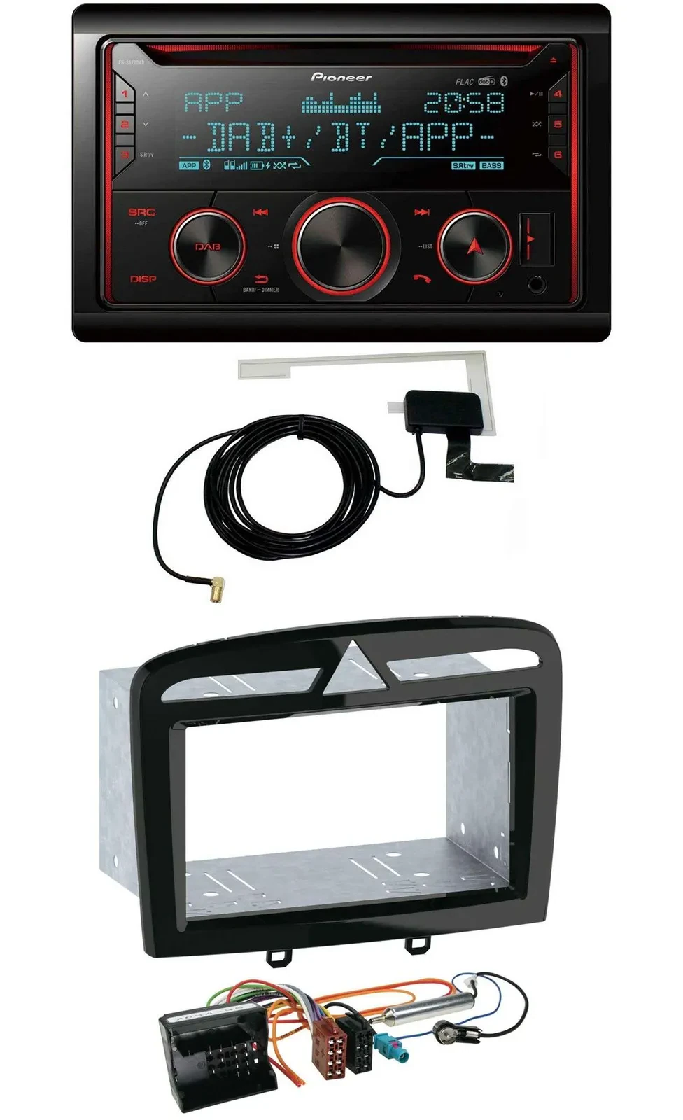 Pioneer 2DIN MP3 DAB USB CD Bluetooth Autoradio für Peugeot 308 SW CC 09-14 schw