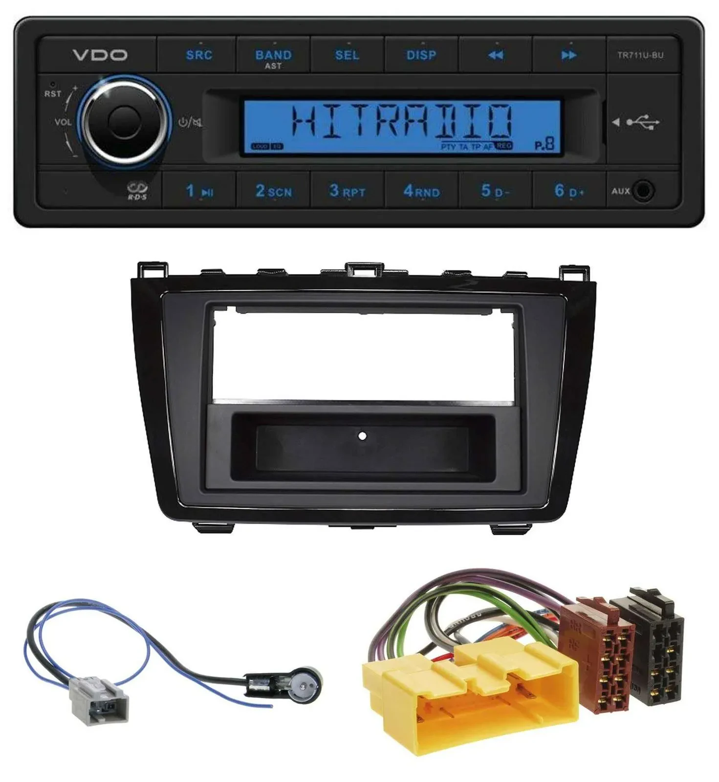 Автомагнитола VDO 1DIN MP3 USB AUX для Mazda 6 (2008–2012), глянцевый