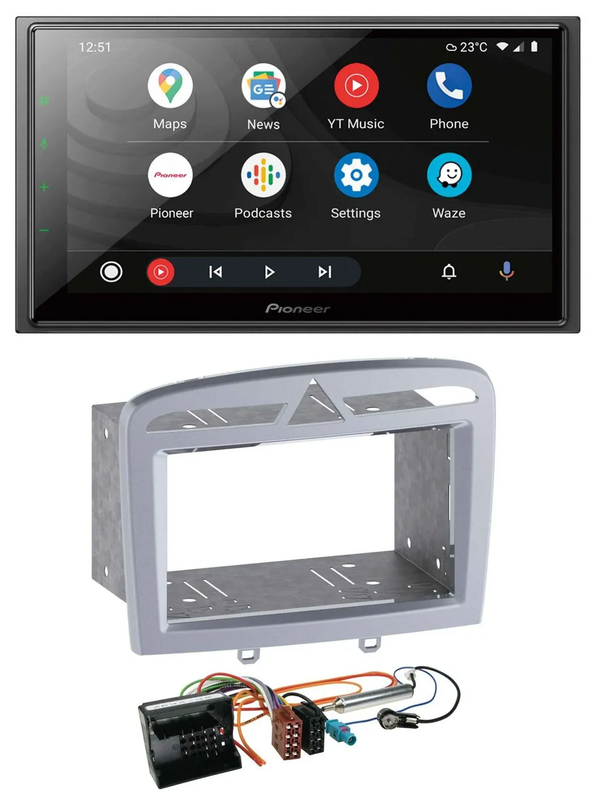 Pioneer USB 2DIN DAB MP3 Bluetooth Autoradio für Peugeot 308 09-13 warmsilber