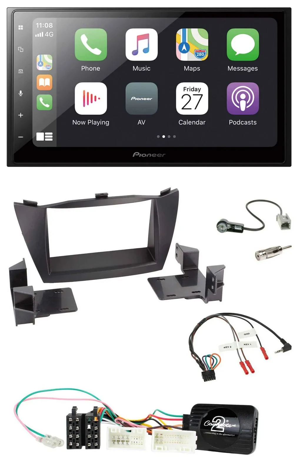 Pioneer Lenkrad Bluetooth DAB 2DIN USB Autoradio für Hyundai ix35 2010-2013 ohne