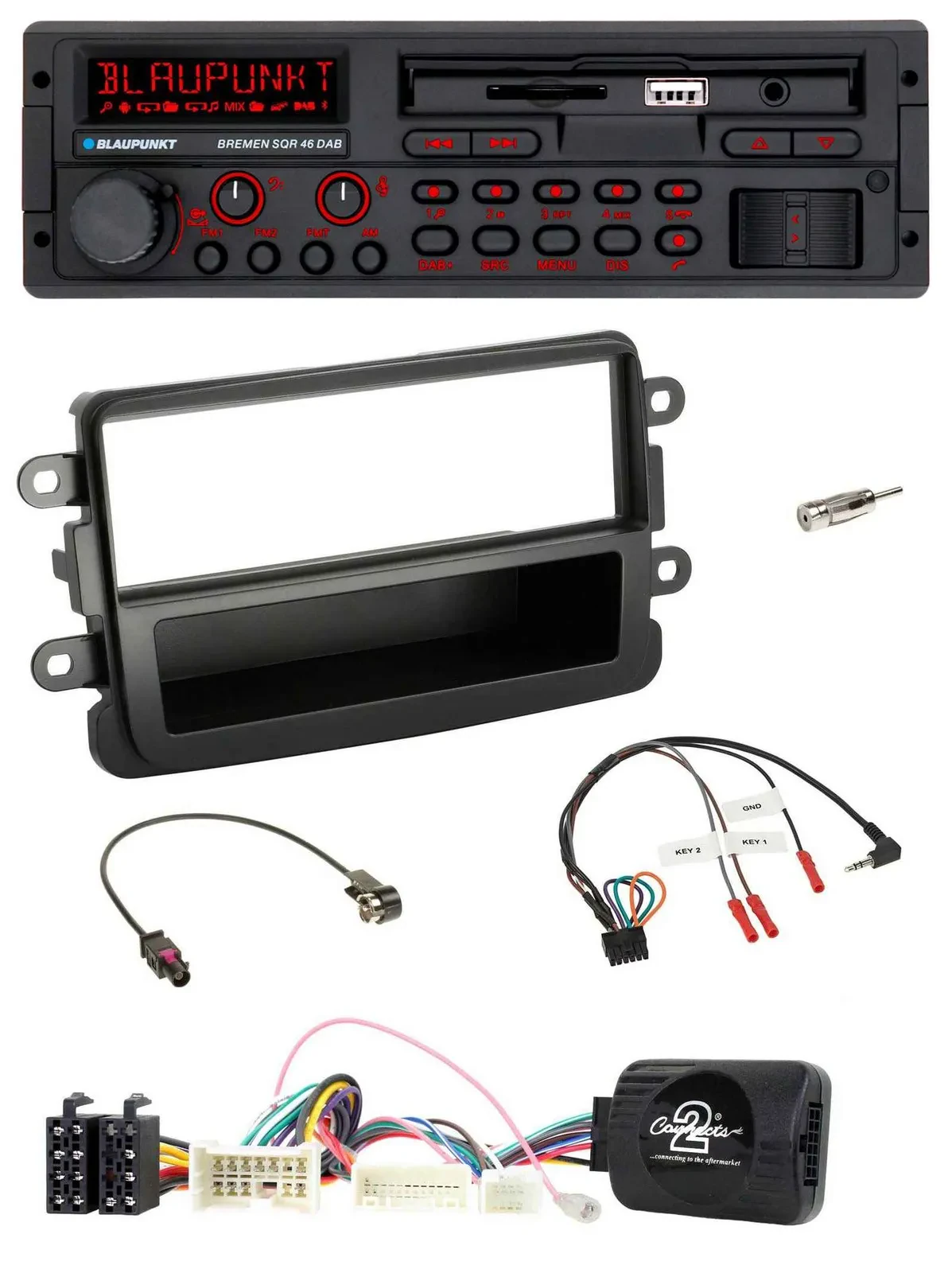 Blaupunkt SD Lenkrad USB Bluetooth DAB Autoradio für Dacia ab 2012 schwarz
