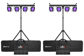 2 Chauvet DJ 4BAR ILS Wash Lighting Kits 8) Par Lights+Tripods+Footswitches+Bags