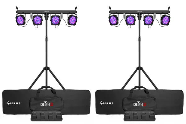 2 Chauvet DJ 4BAR ILS Wash Lighting Kits 8) Par Lights+Tripods+Footswitches+Bags