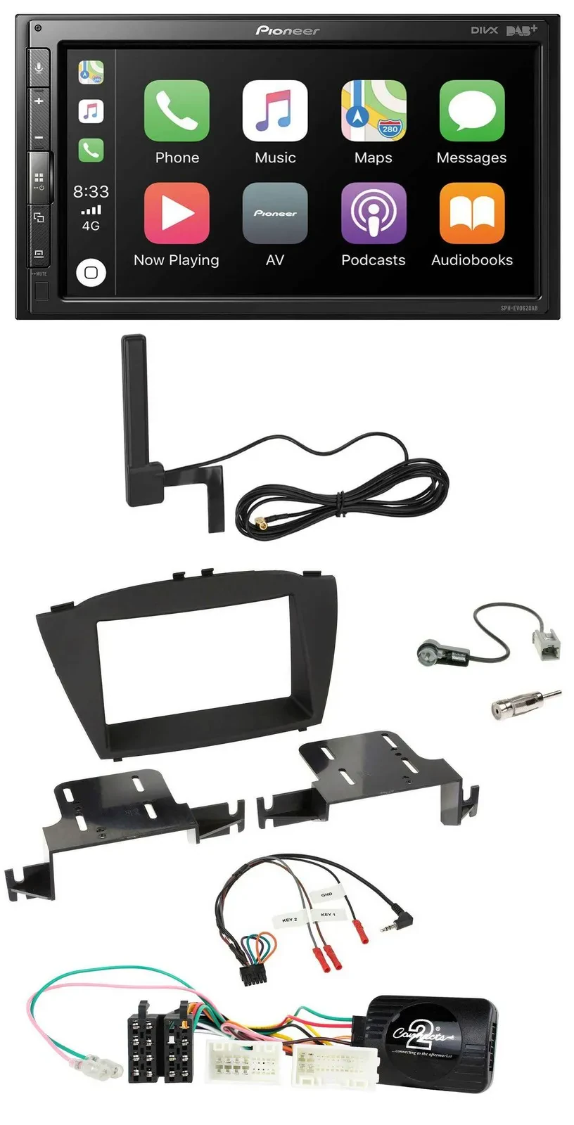 Pioneer USB 2DIN Bluetooth DAB Lenkrad Autoradio für Hyundai ix35 ab 2013 ohne S