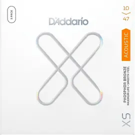 Струны для акустической гитары D'Addario XS 80/20 Bronze Coated 10-47 (3 упаковки)