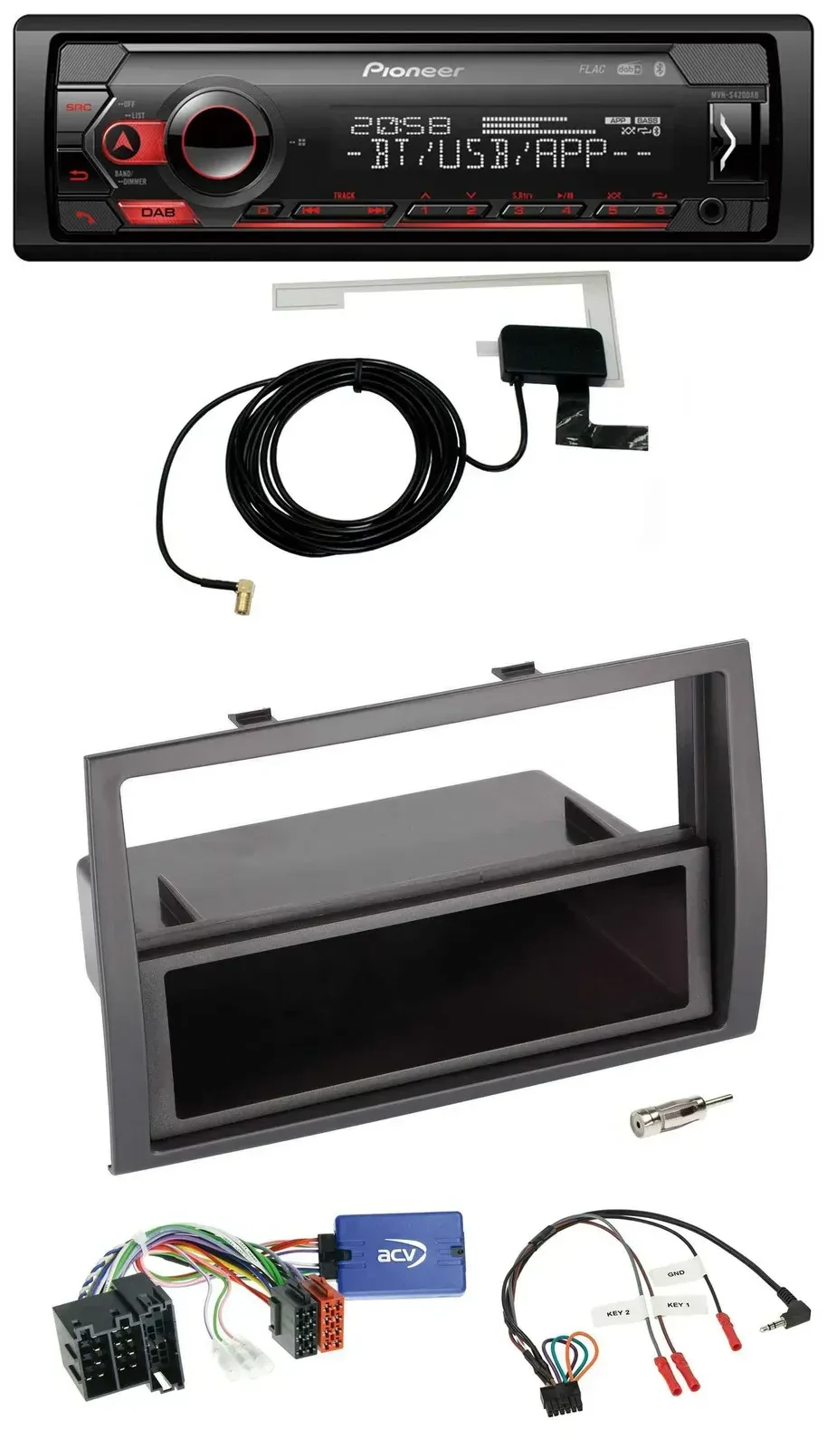 Автомагнитола Pioneer DAB, USB, Bluetooth, поддержка управления с руля, для Fiat Ducato 2008–2011, черный