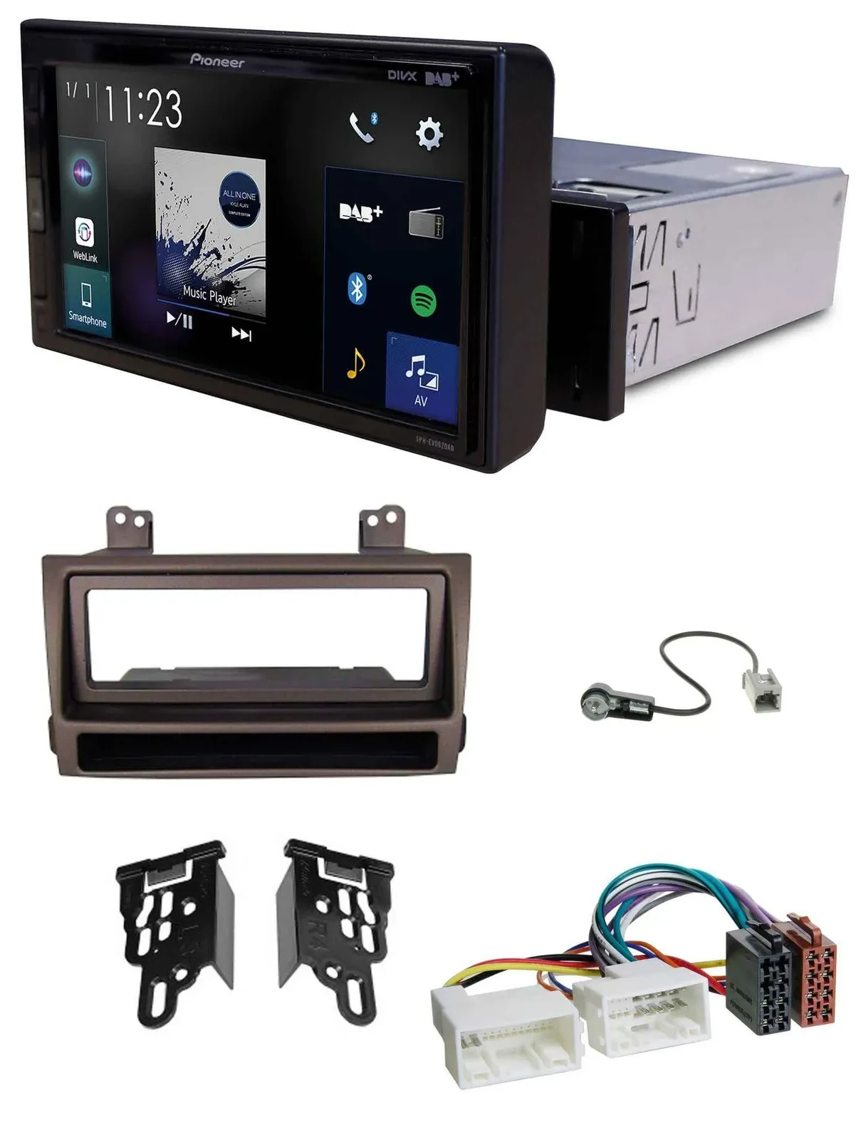 Pioneer DAB MP3 Bluetooth USB Autoradio für Hyundai Sonata ab 09 dunkelbraun met