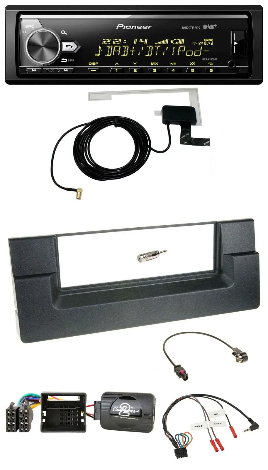 Pioneer Bluetooth DAB USB Lenkrad Autoradio für BMW 5er E39 2001-2004 Quadlock