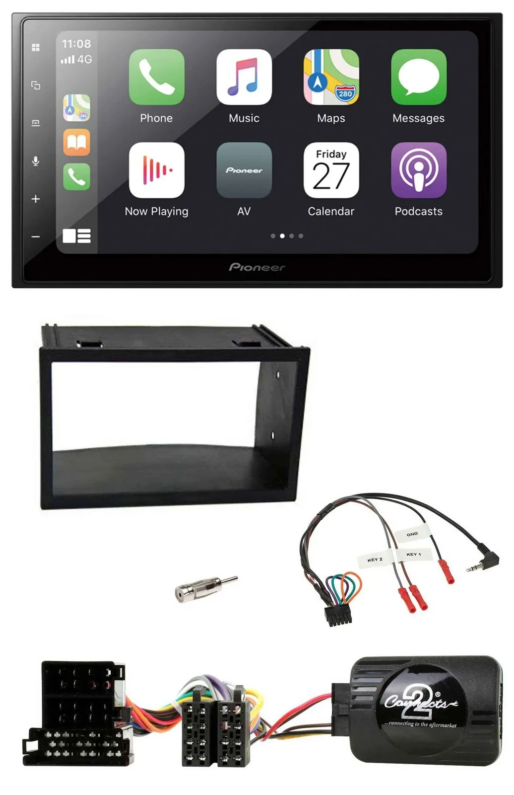 Pioneer Lenkrad Bluetooth DAB 2DIN USB Autoradio für VW Golf 4 Polo Passat ISO